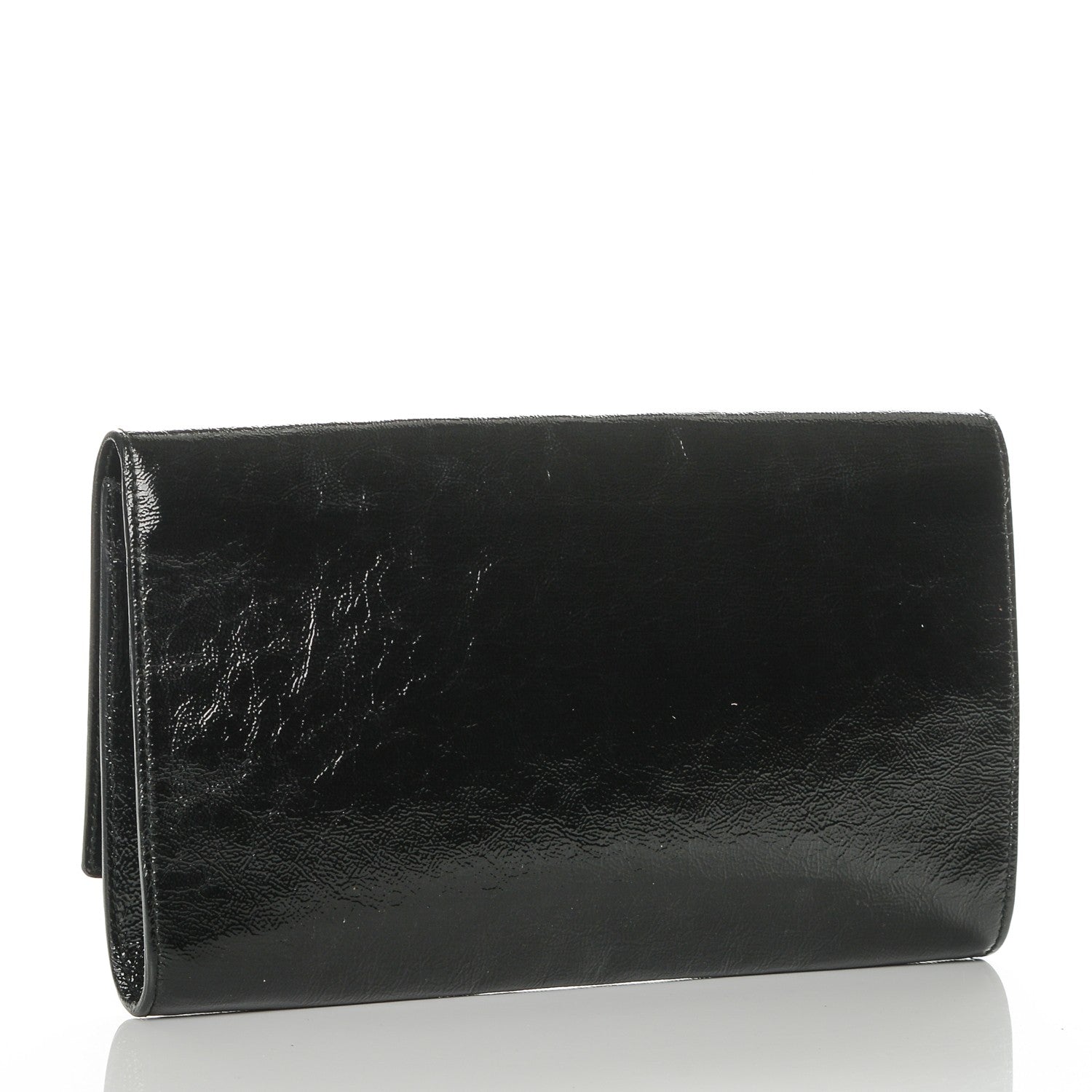 Saint Laurent Textured Patent Monogram Large Belle De Jour Clutch Black 3 of 6