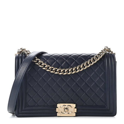 Chanel Lambskin Quilted New Medium Boy Flap Navy 1 of 10