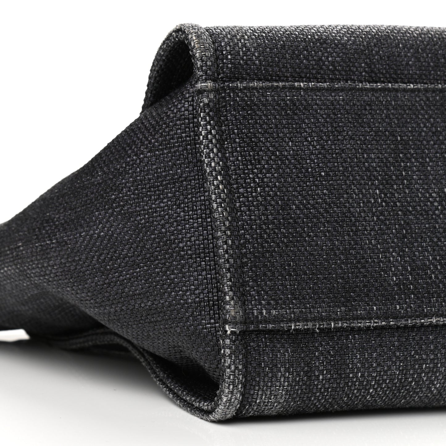 Woven Straw Raffia Medium Deauville Tote Black