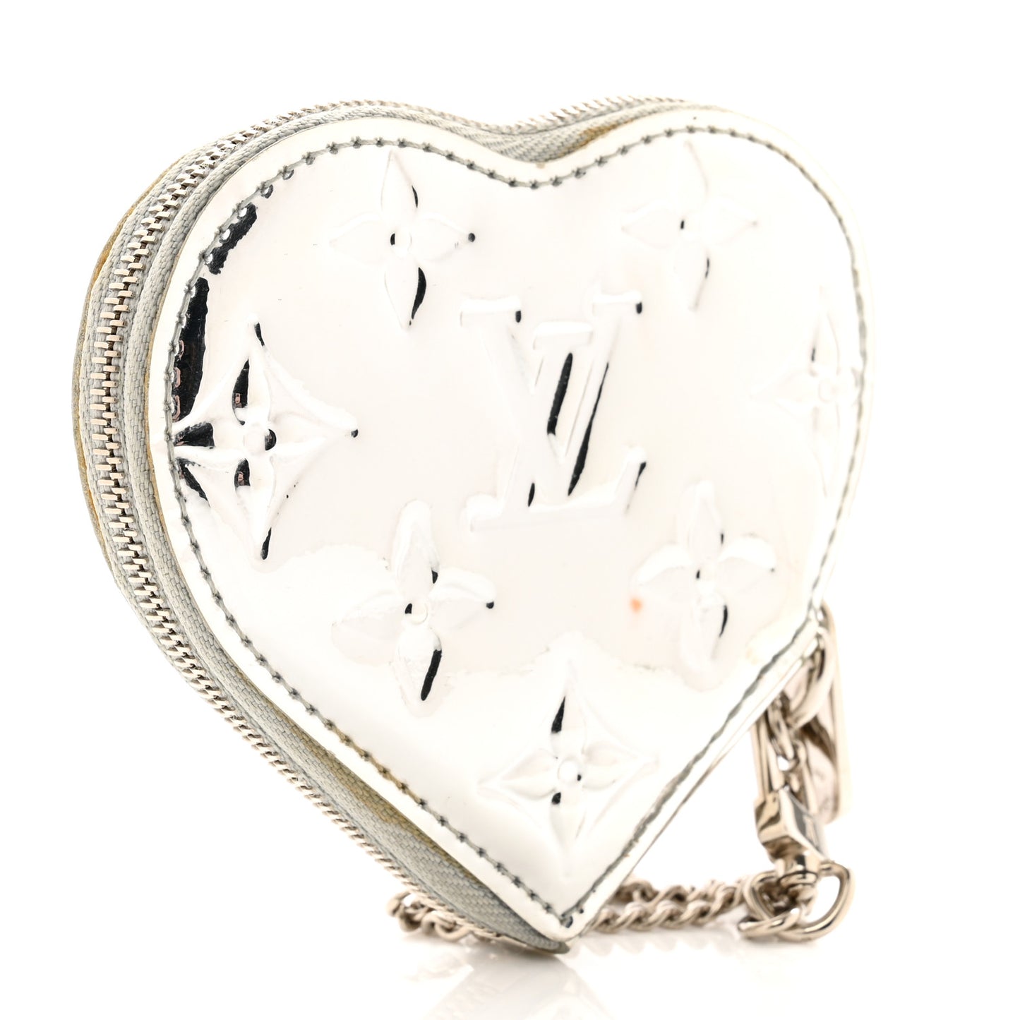 Monogram Miroir Heart Coin Purse Silver