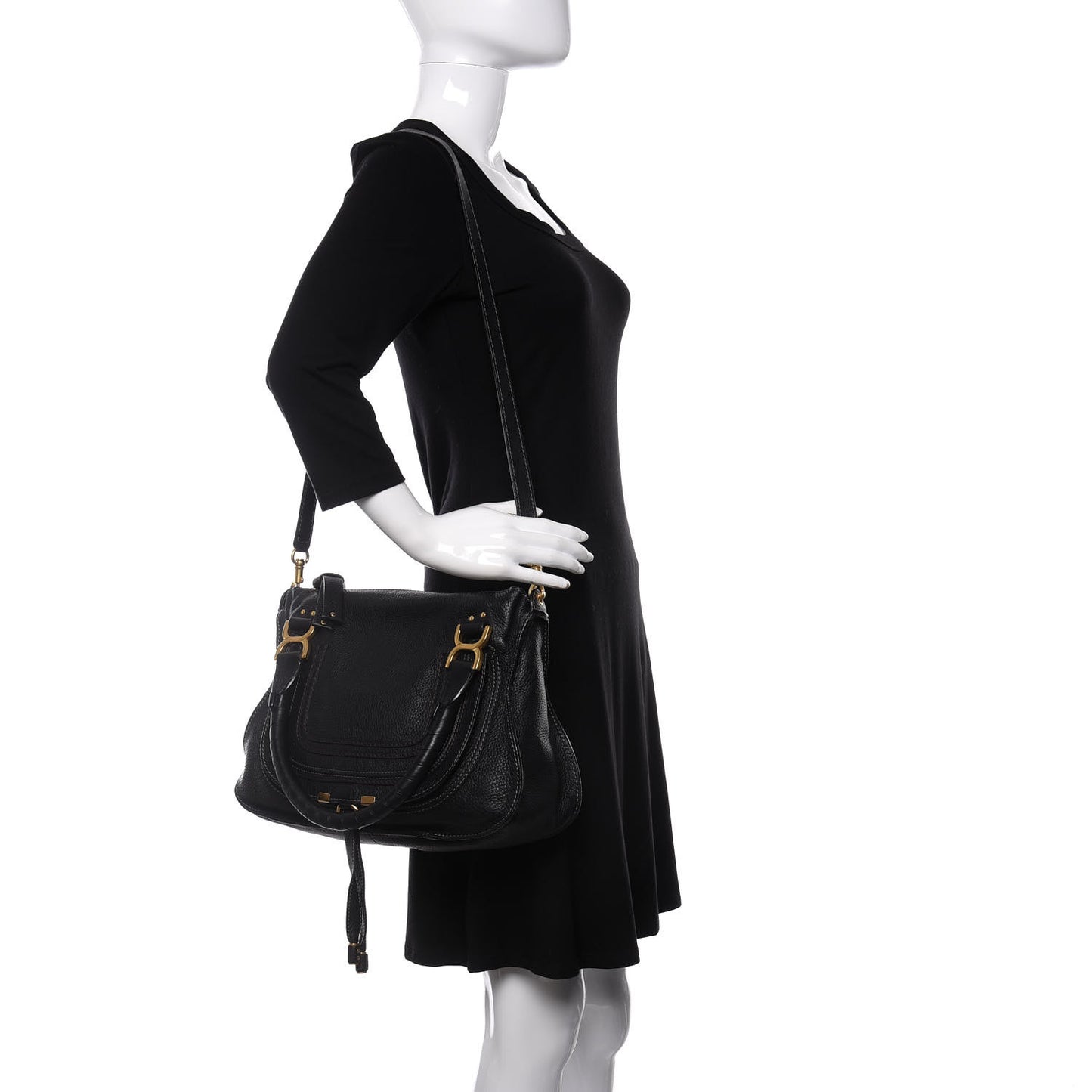 Calfskin Medium Marcie Satchel Black