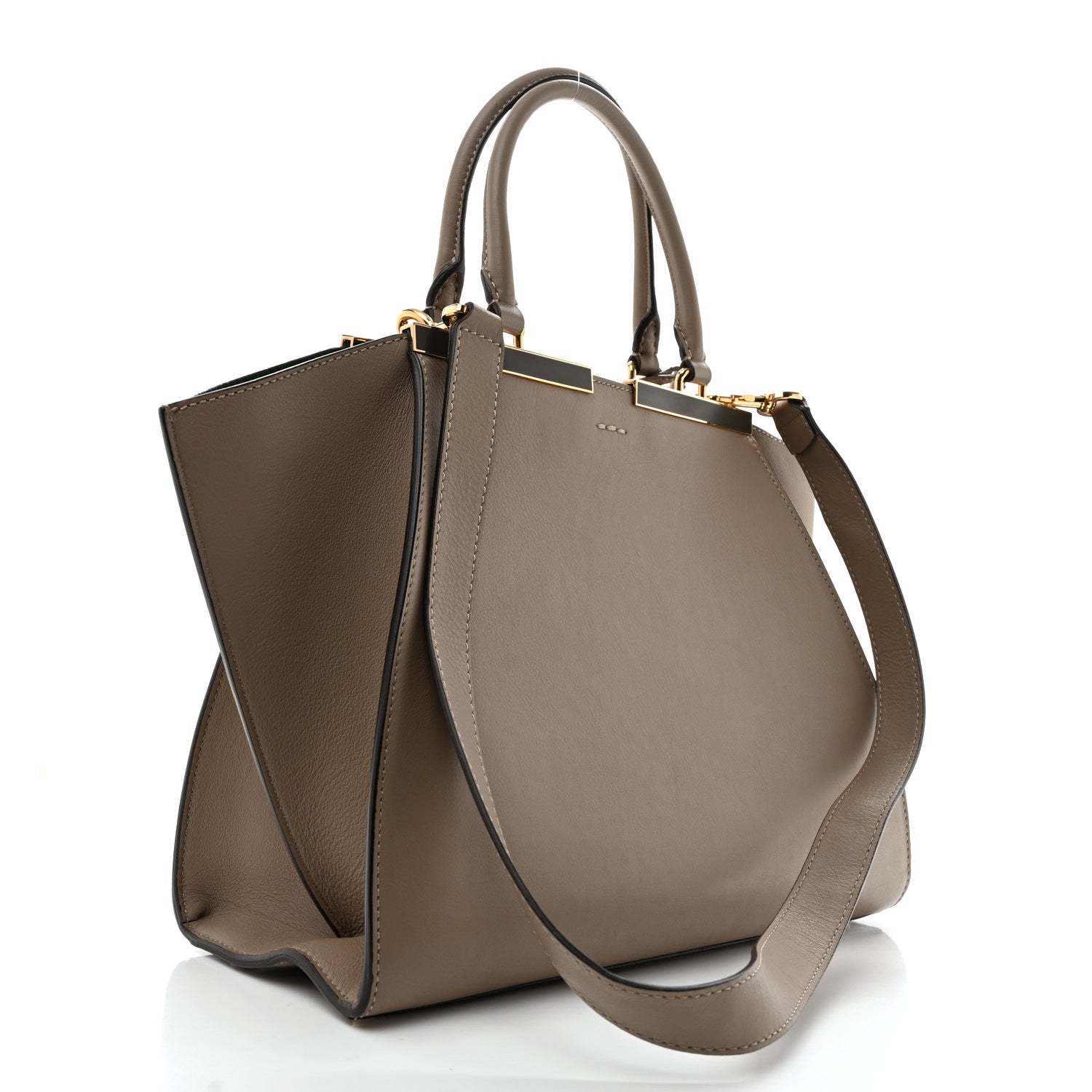 Fendi Vitello Dolce Shiny Nappa Petite 3Jours Tote Tortora Emerald 3 of 12