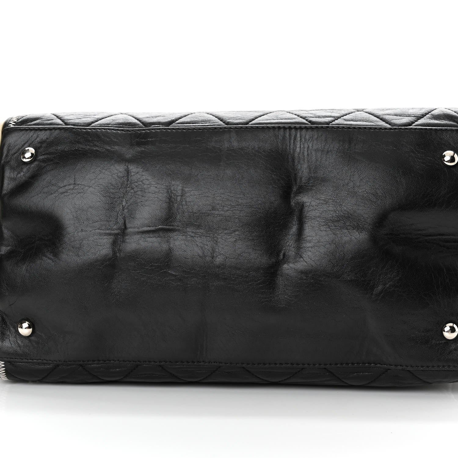 Chanel Glazed Lambskin Quilted Large North South Tote Black 14 of 15