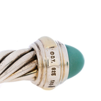David Yurman Sterling Silver 14K Yellow Gold Turquoise 7mm Cable Classics Bracelet 3 of 4