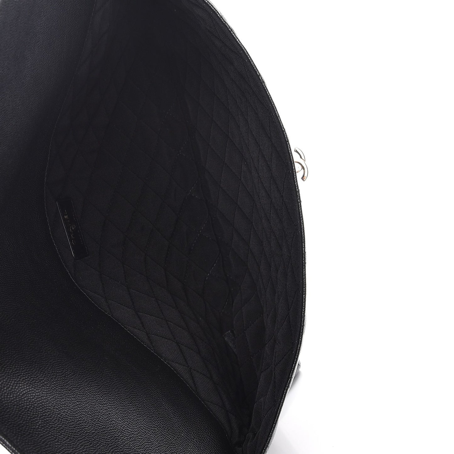 Caviar Quilted Large Golden Class Pouch Black