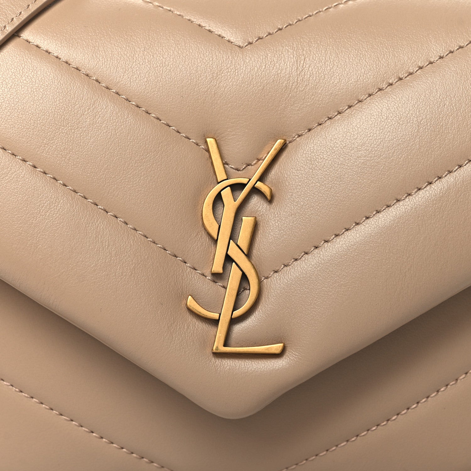 Saint Laurent Calfskin Y Quilted Monogram Toy Loulou Crossbody Bag Taupe 8 of 10
