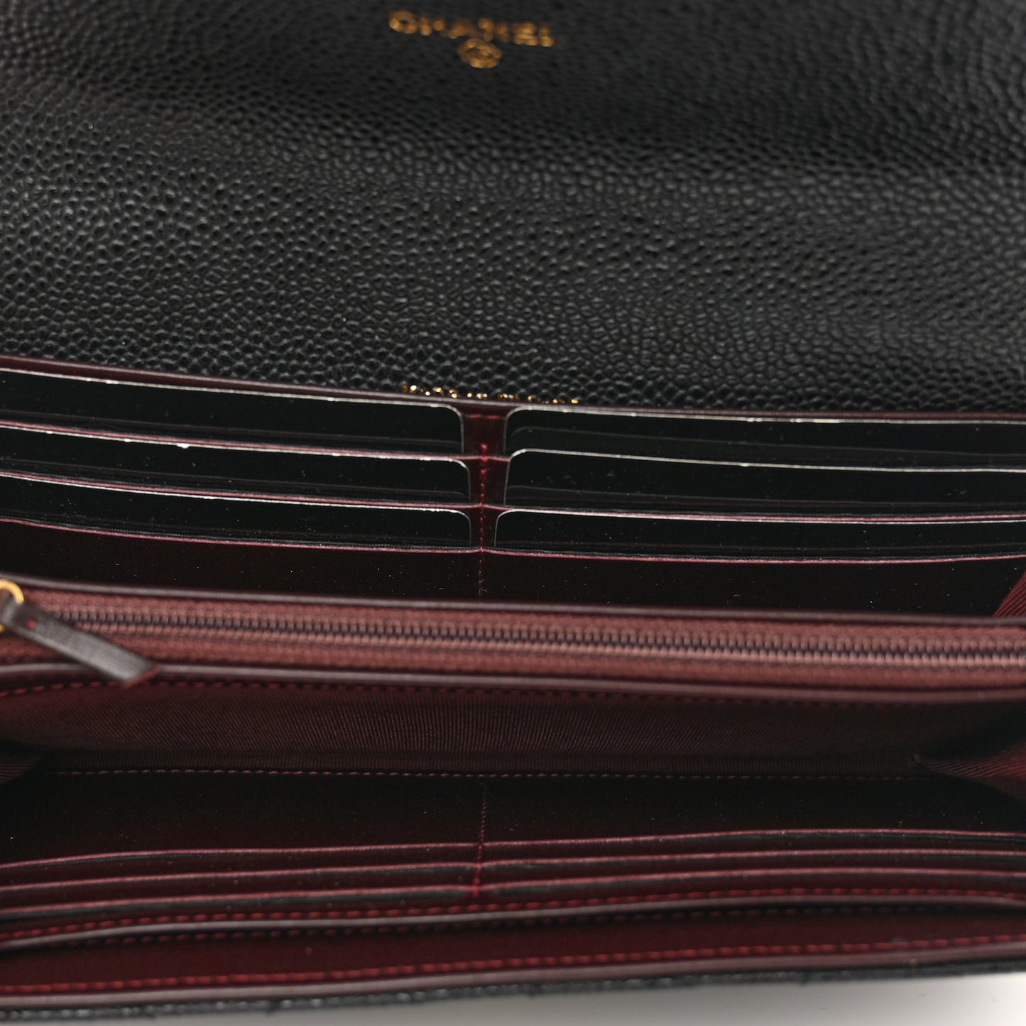 Caviar Quilted Large Gusset Flap Wallet Black