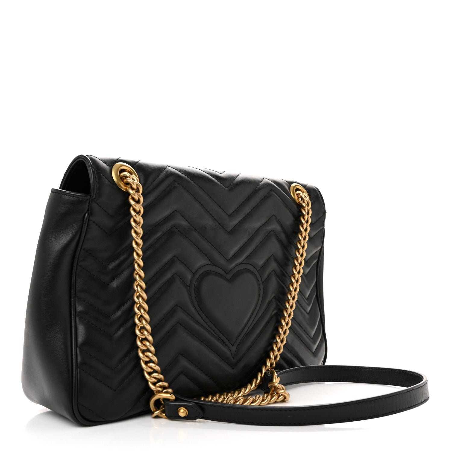 Gucci Calfskin Matelasse Medium GG Marmont Shoulder Bag Black 4 of 23
