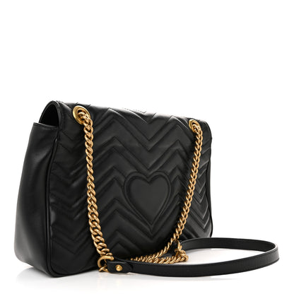 Gucci Calfskin Matelasse Medium GG Marmont Shoulder Bag Black 4 of 23