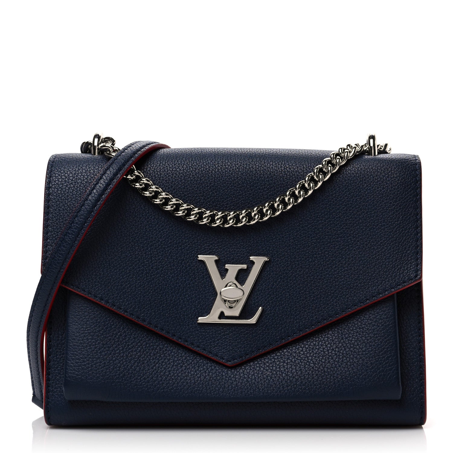 Louis Vuitton Soft Calfskin Mylockme Chain Bag BB Marine Rouge 1 of 7