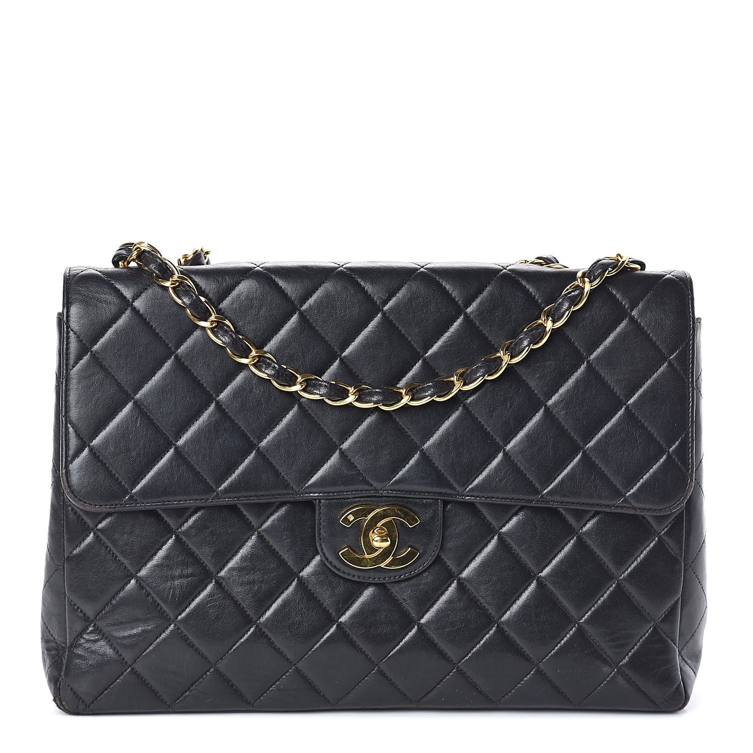 Chanel Lambskin Quilted Jumbo Single Flap Black 1 of 11