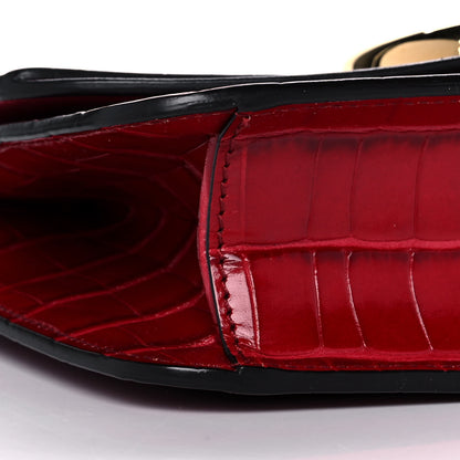 Chloe Calfskin Crocodile Embossed C Clutch With Chain Red 10 of 12