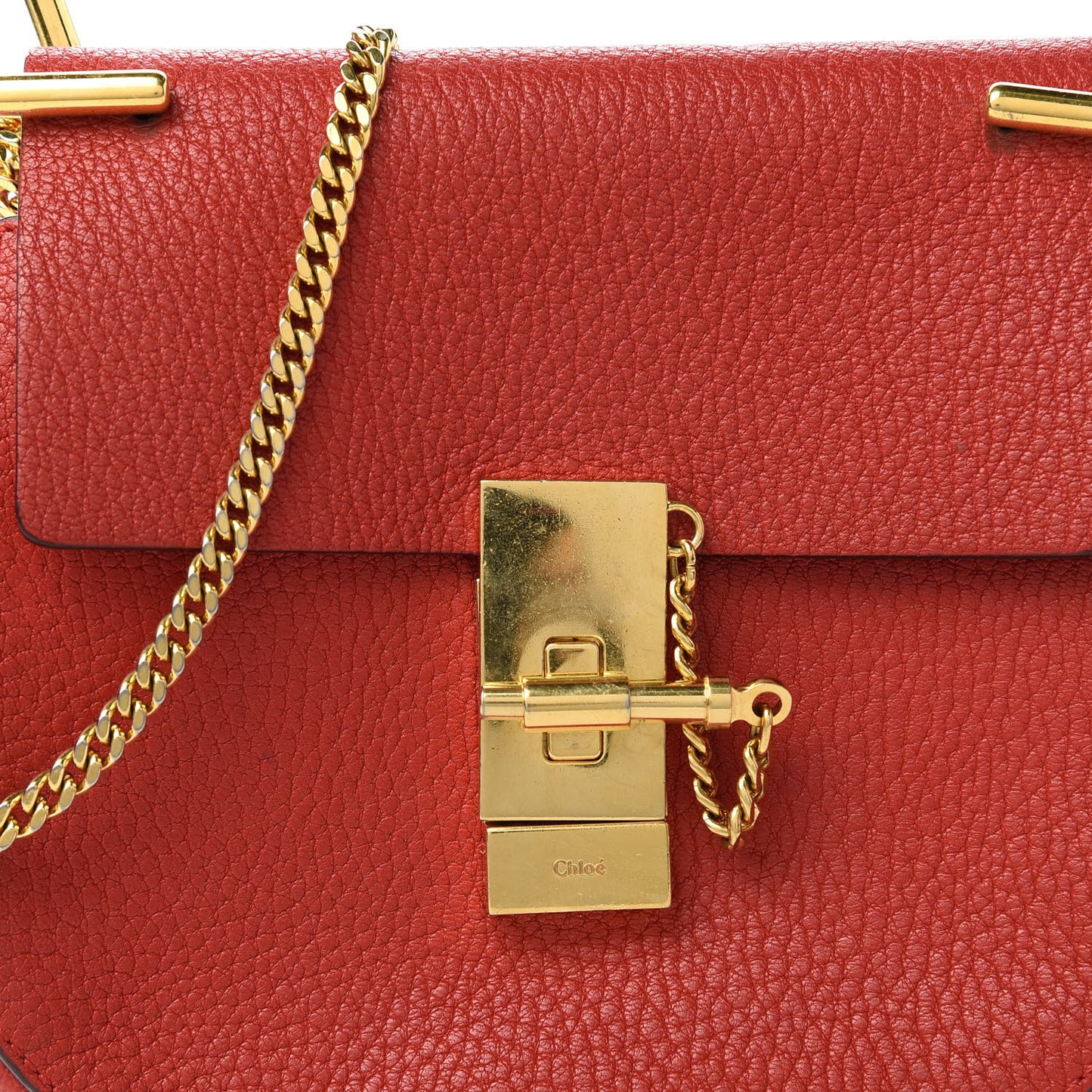 Grained Lambskin Mini Drew Shoulder Bag Plaid Red