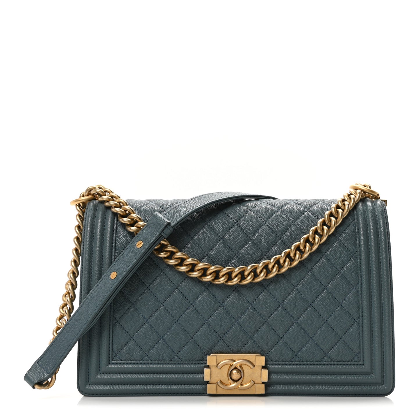 Caviar Quilted New Medium Boy Flap Blue