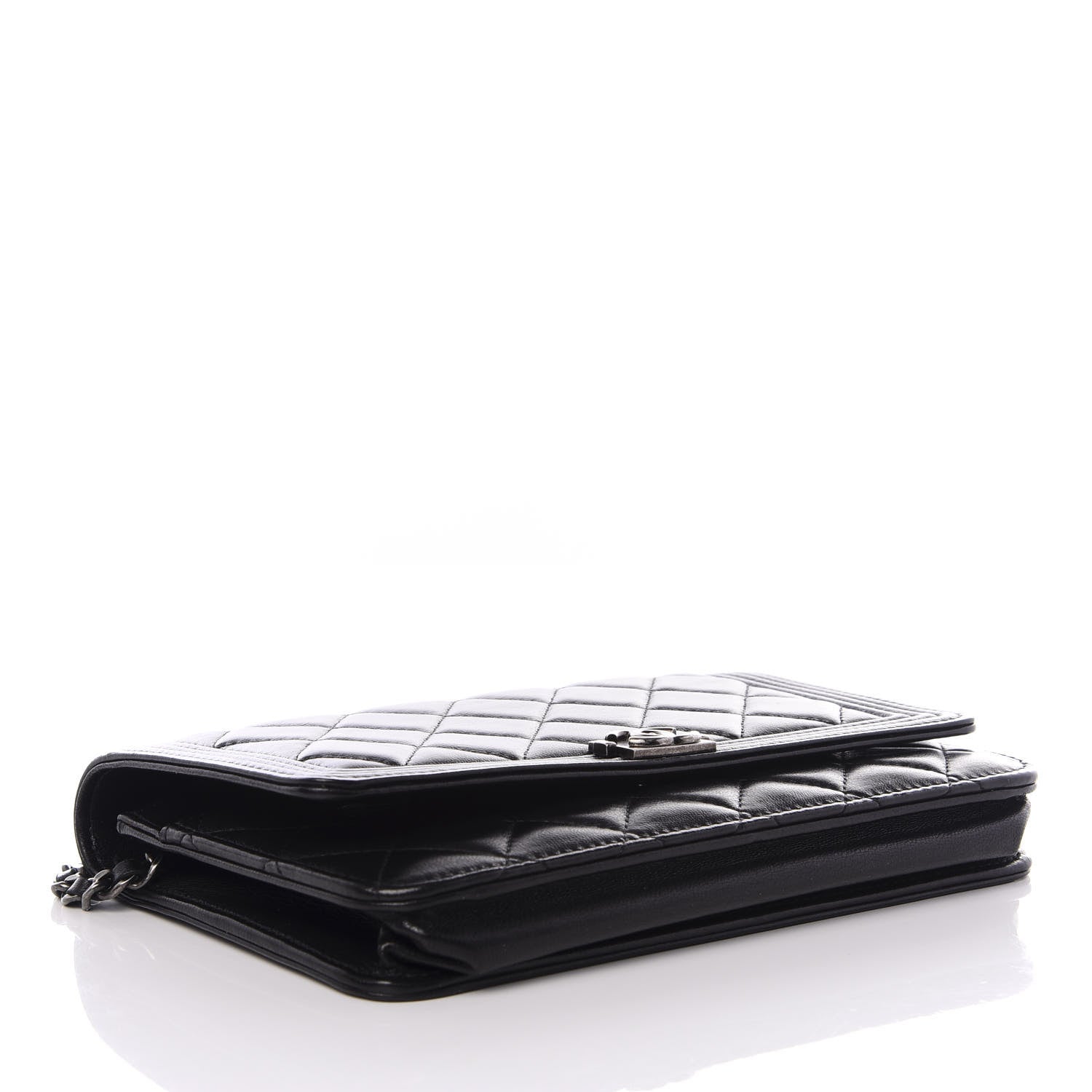 Chanel Lambskin Quilted Boy Wallet On Chain WOC Black 3 of 9