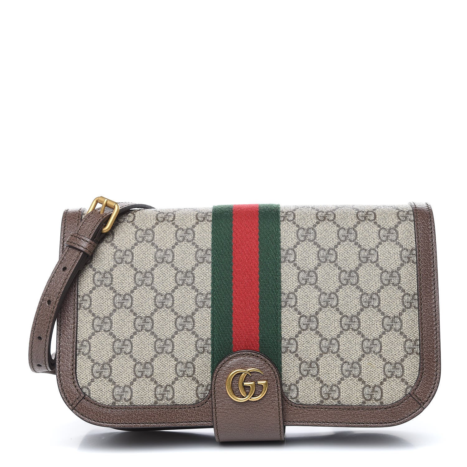 Gucci GG Supreme Monogram Web Ophidia Flap Messenger Bag Beige New Acero 1 of 9