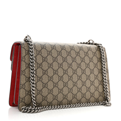 Gucci GG Supreme Monogram Suede Small Dionysus Shoulder Bag Beige Ebony Vulcanic Red 3 of 8