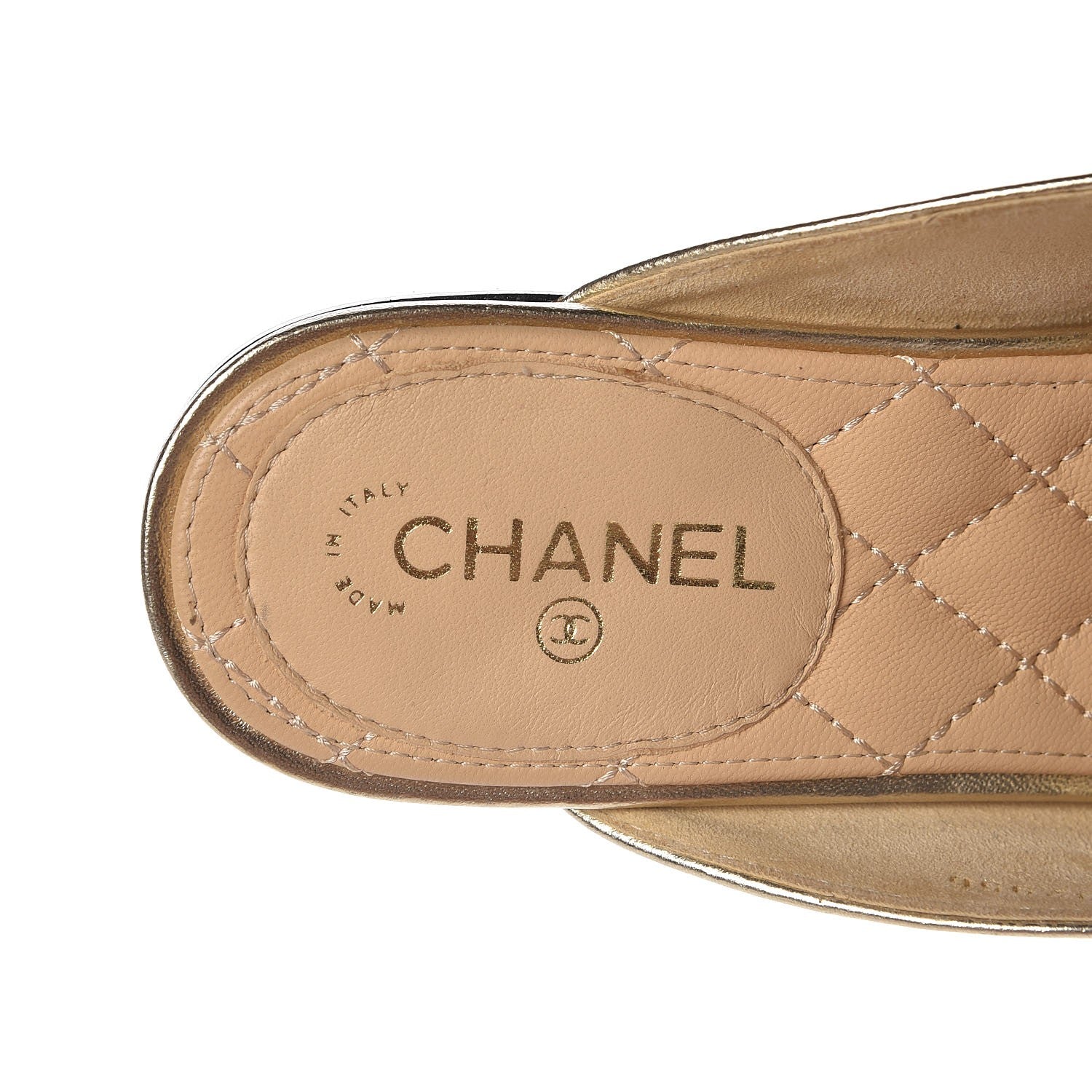 Chanel Metallic Lambskin Chain Braided Mules 37 Light Gold 7 of 10