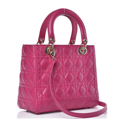 Christian Dior Lambskin Cannage Medium Lady Dior Pink 3 of 12
