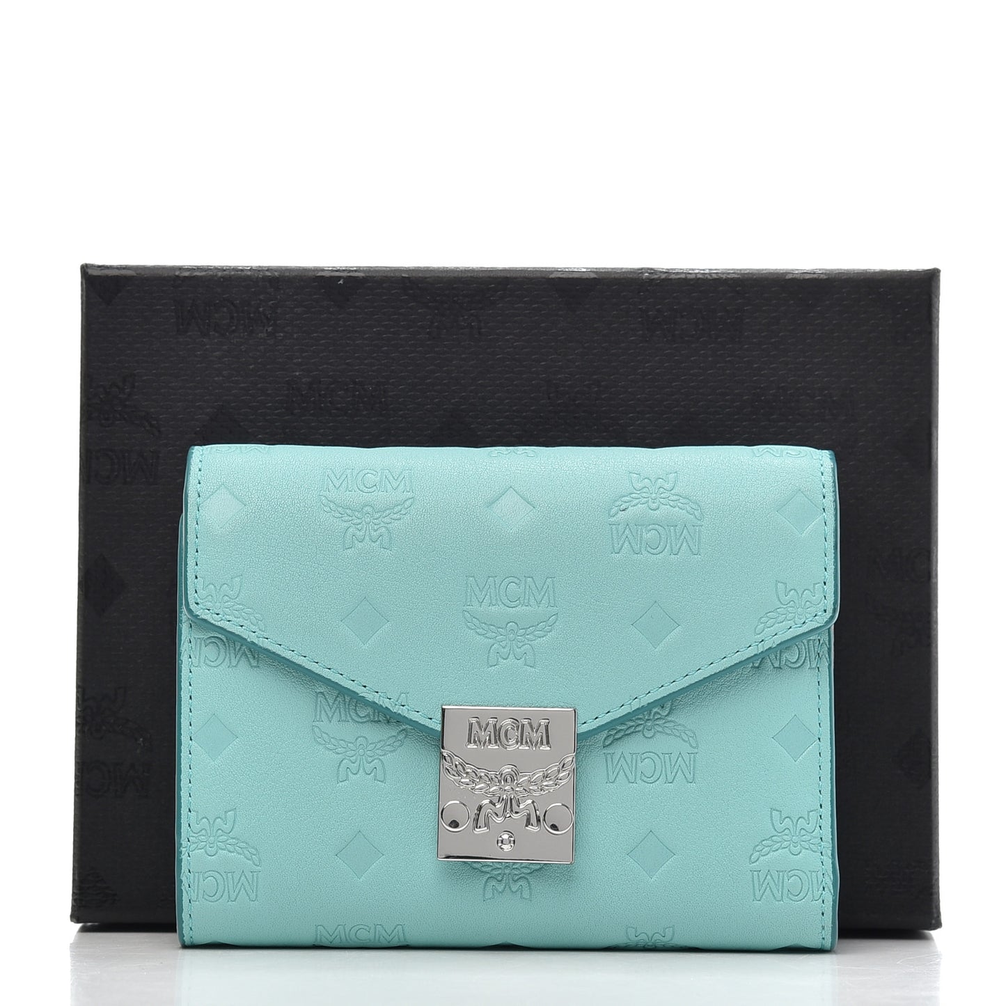 Calfskin Ottomar Monogram Tri-Fold Wallet Pool Blue