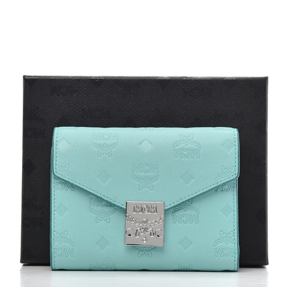 MCM Calfskin Ottomar Monogram Tri-Fold Wallet Pool Blue 7 of 7