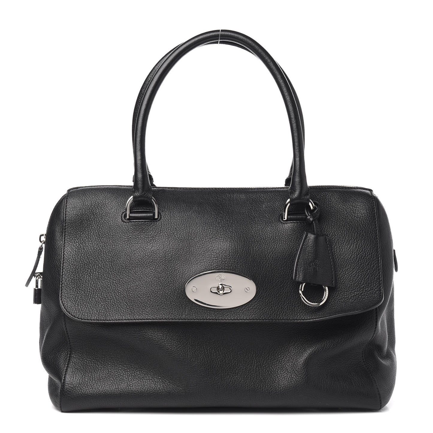 Glossy Goatskin Medium Del Rey Satchel Black