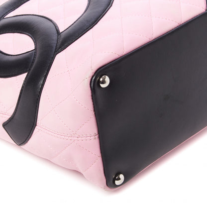 Chanel Calfskin Quilted Medium Cambon Tote Pink Black 6 of 10