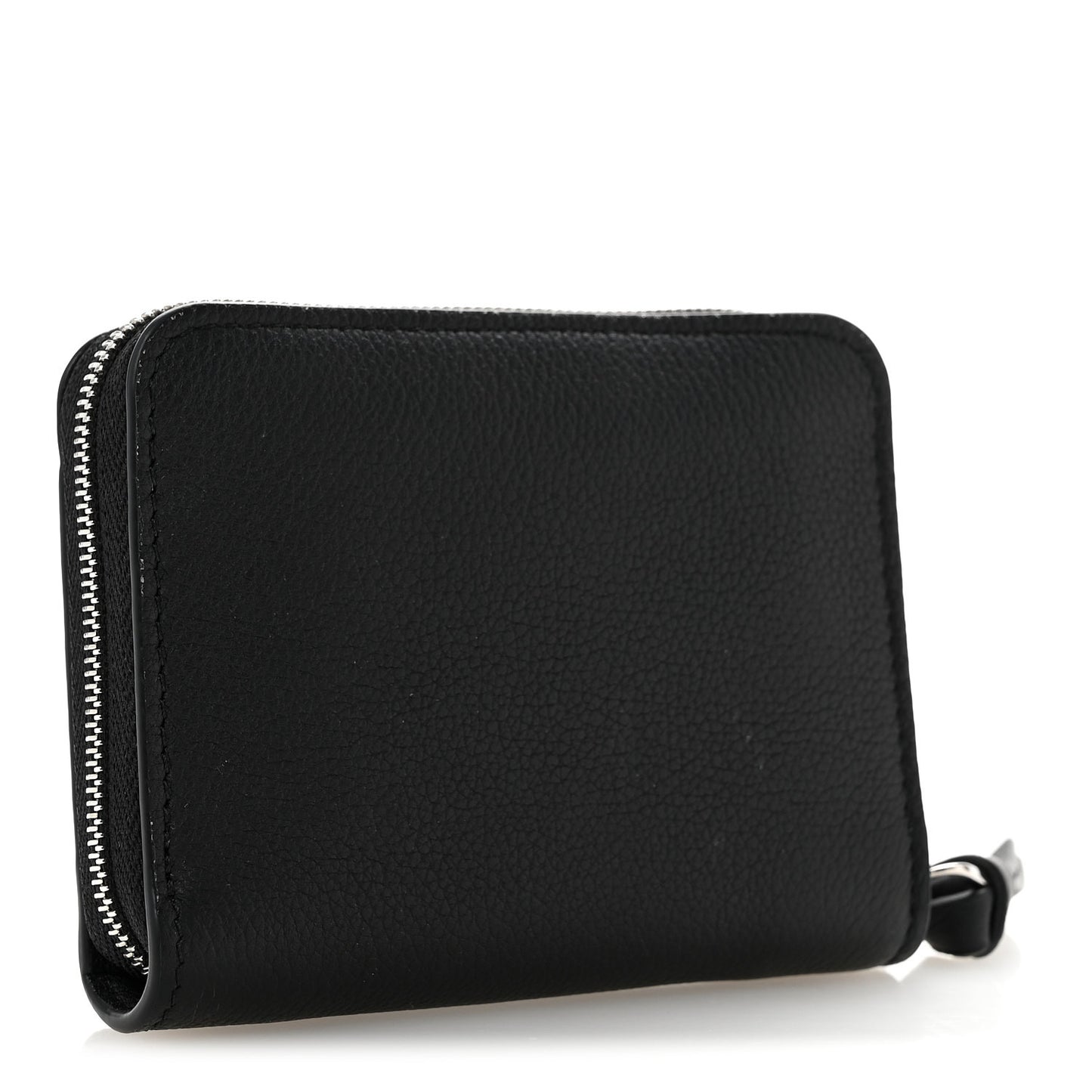 Calfskin Lockme Zippy Coin Purse Black