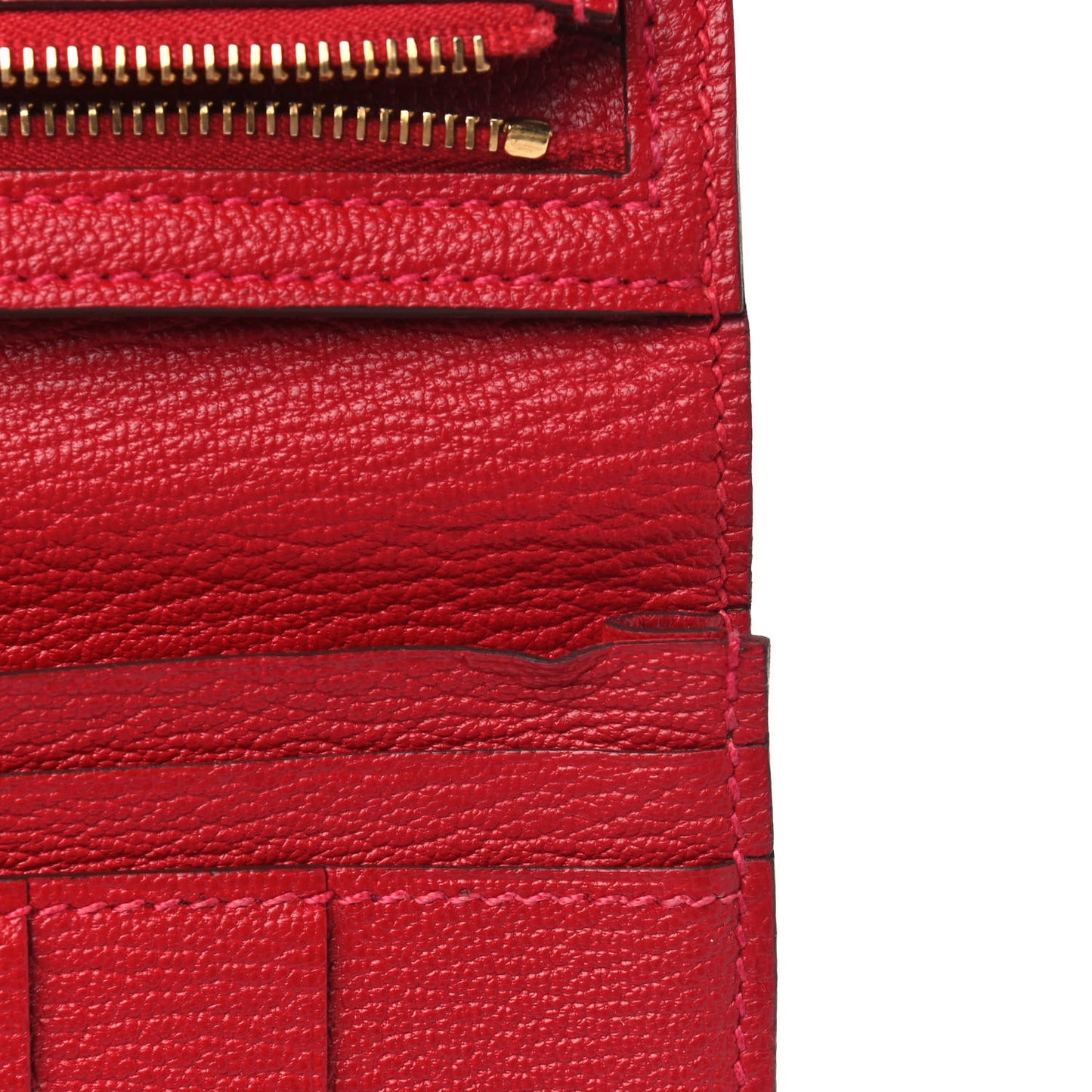 Chevre Mysore Bearn Gusset Wallet Rouge Garance