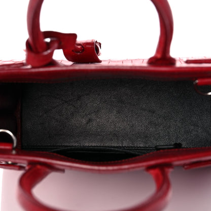 Saint Laurent Calfskin Crocodile Embossed Nano Sac De Jour Red 5 of 17