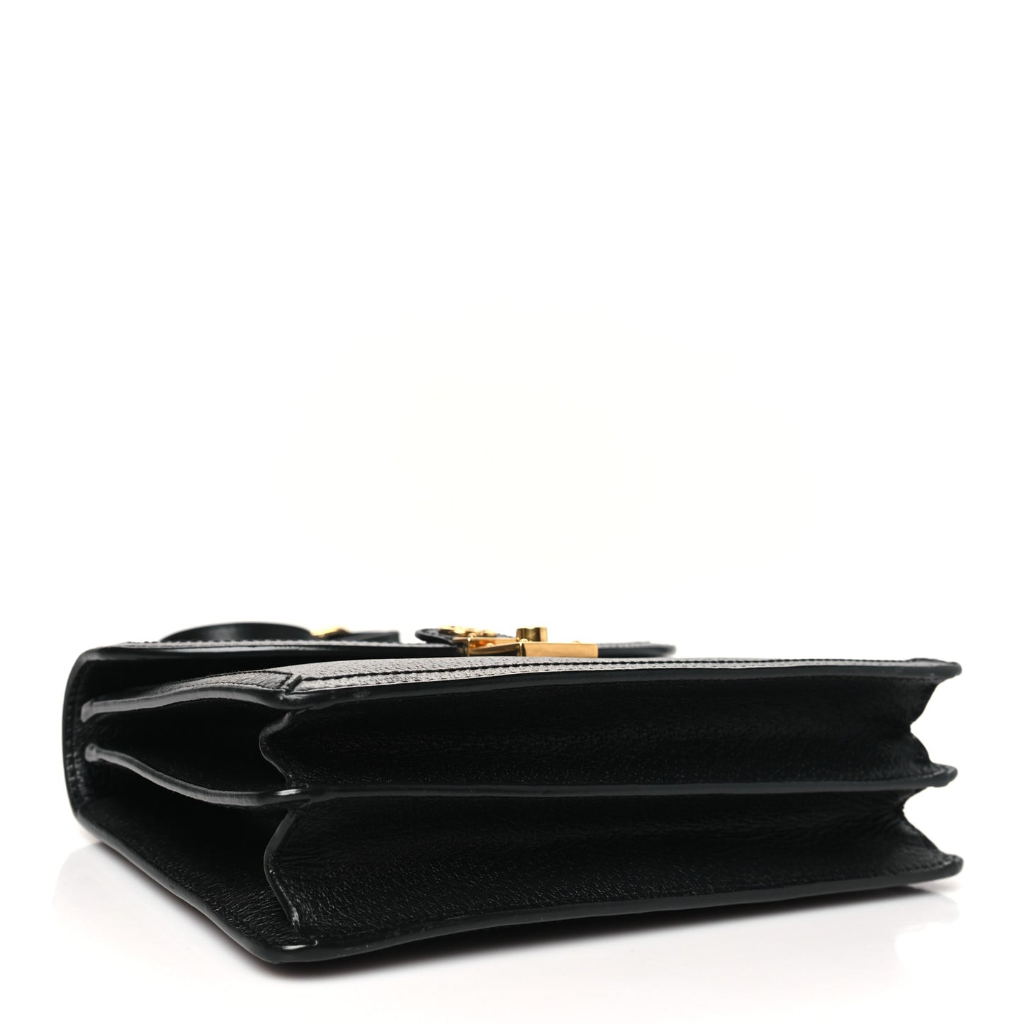 Textured Dollar Calfskin Web Small Ophidia Padlock Top Handle Bag Black