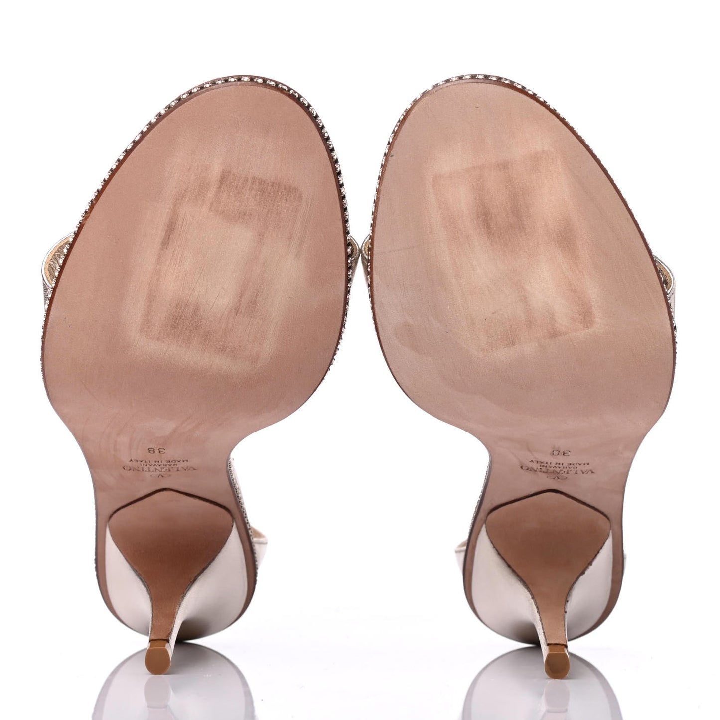 Metallic Nappa Crystal Star Carpet Evening Sandals 38 Silver