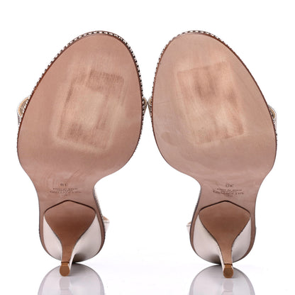 Valentino Garavani Metallic Nappa Crystal Star Carpet Evening Sandals 38 Silver 4 of 4