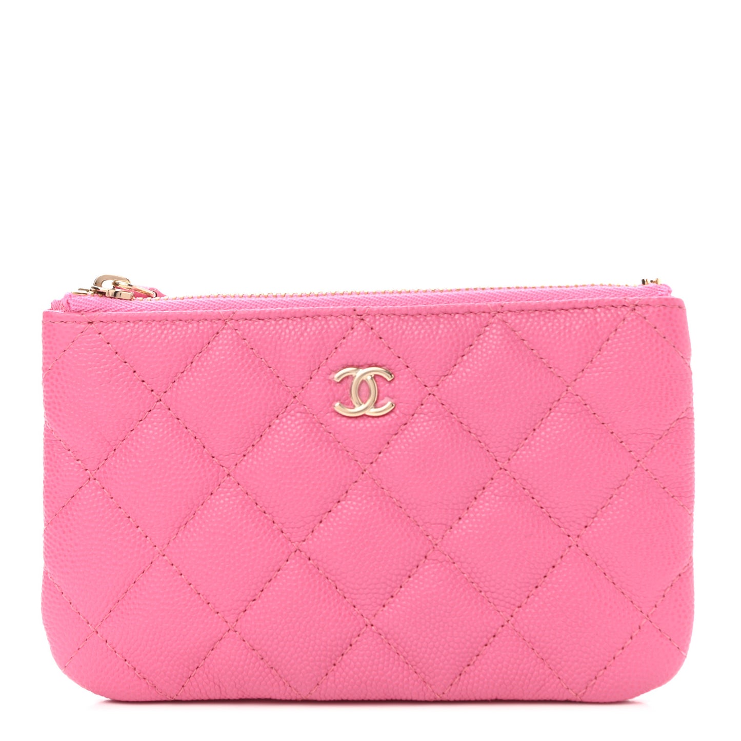 Caviar Quilted Small Cosmetic Case Pink