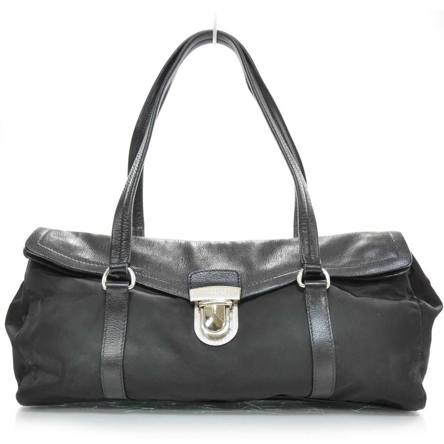 Tessuto Nylon Easy Foldover Pushlock Satchel Black