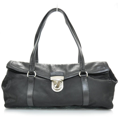 Prada Tessuto Nylon Easy Foldover Pushlock Satchel Black 1 of 7