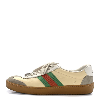 Gucci Calfskin Suede Web G74 Sneakers 37 Oatmeal Burro New Mystic White 1 of 8