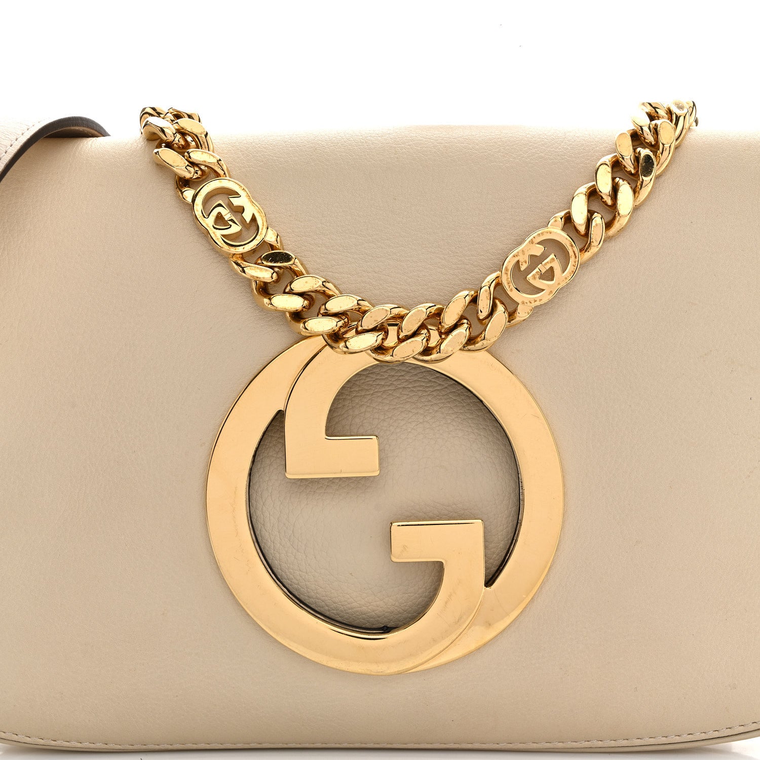 Gucci Roxy Calfskin Blondie Chain Shoulder Flap Bag Mystic White 8 of 13