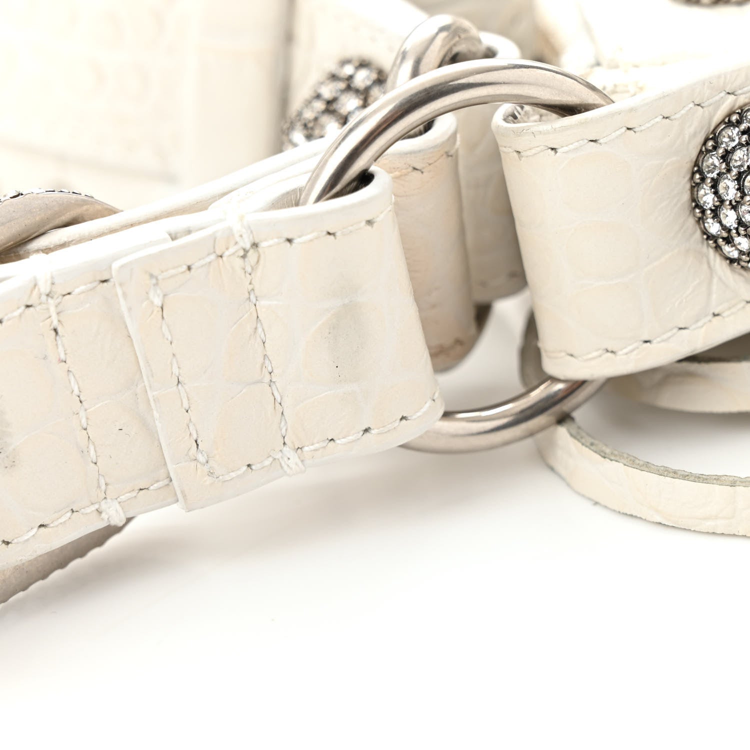 Balenciaga Extra Supple Calfskin Crocodile Embossed Small Le Cagole Shoulder Bag White 15 of 18