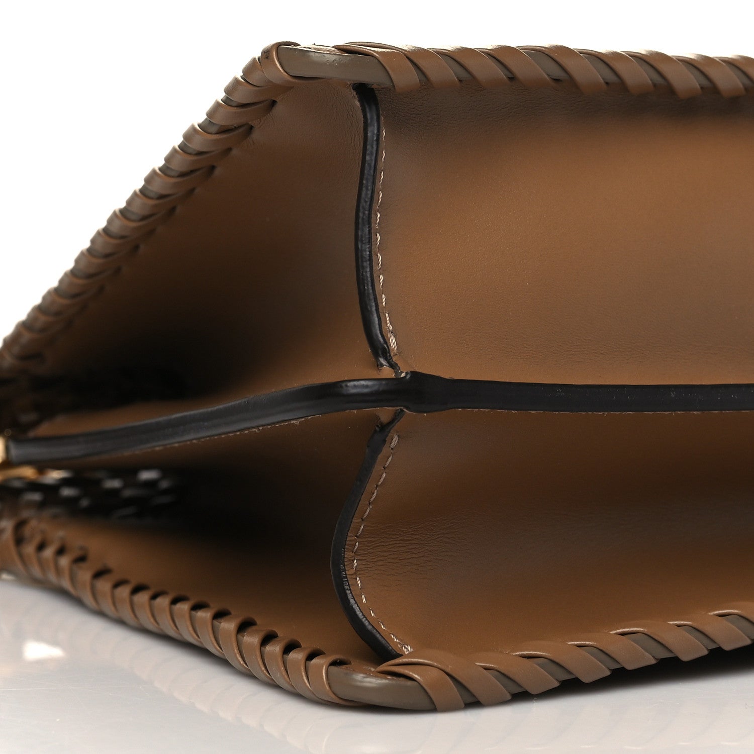 Fendi Vitello King Ceylon Shiny Nappa Woven Small Peekaboo I SEE U Satchel Sand 17 of 20