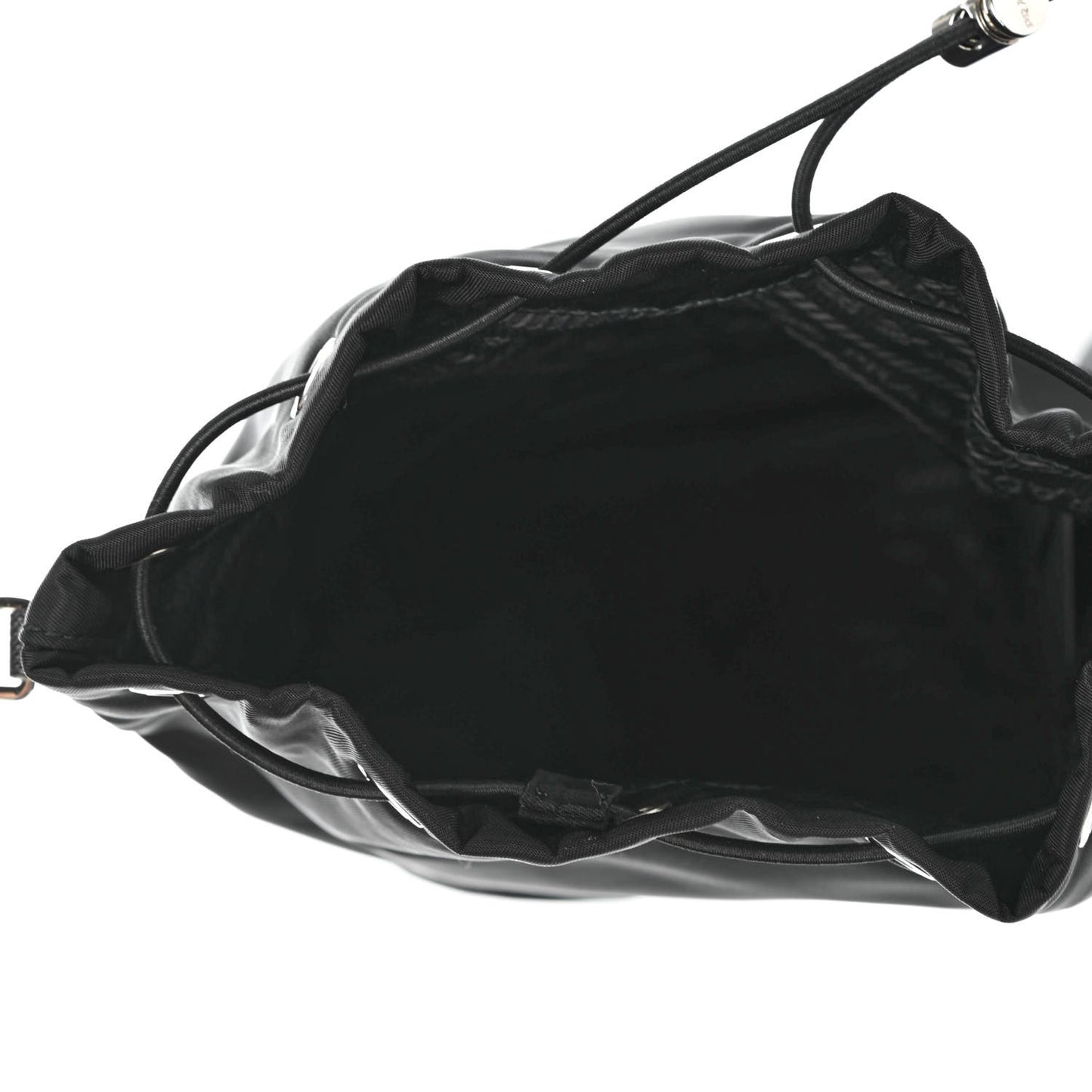 Saffiano Tessuto Nylon Vela Bucket Wristlet Black