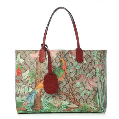 Gucci GG Supreme Monogram Tian Medium Shopping Tote Beige Multicolor Red 1 of 7