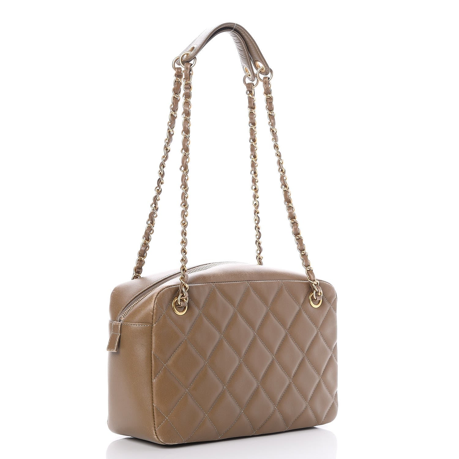 Chanel Lambskin Quilted Medium Diamond CC Camera Case Taupe 3 of 7