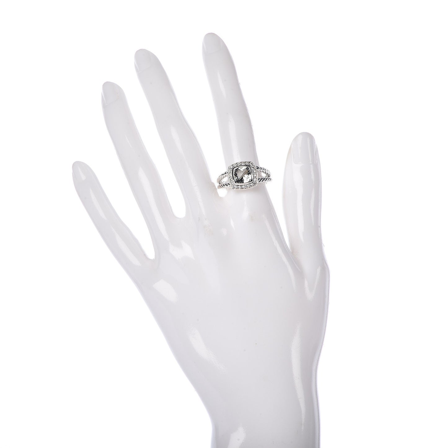 Sterling Silver Diamond Prasiolite 7mm Petite Albion Ring 54 7