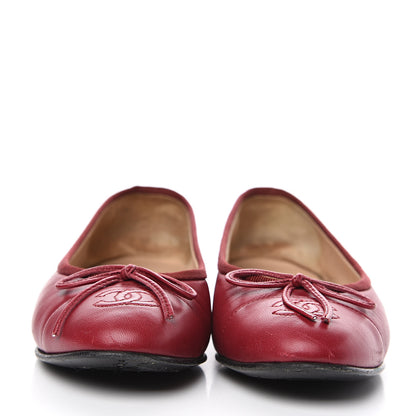 Chanel Goatskin Cap Toe CC Ballerina Flats 35 Red 2 of 12
