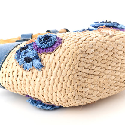 Miu Miu Calfskin Wicker Romantic Basket Bag Naturale Blue 6 of 10