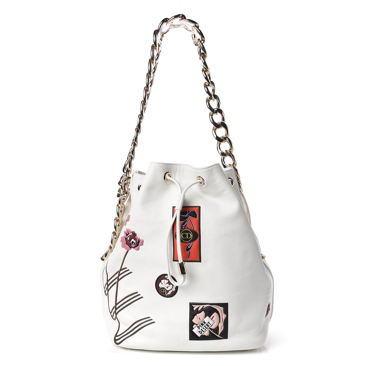 Calfskin Paradise Bubble Bucket Bag White