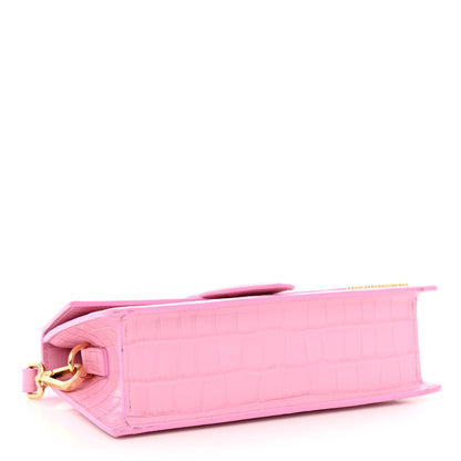 Jacquemus Calfskin Crocodile Embossed Le Grand Bambino Pink 4 of 13