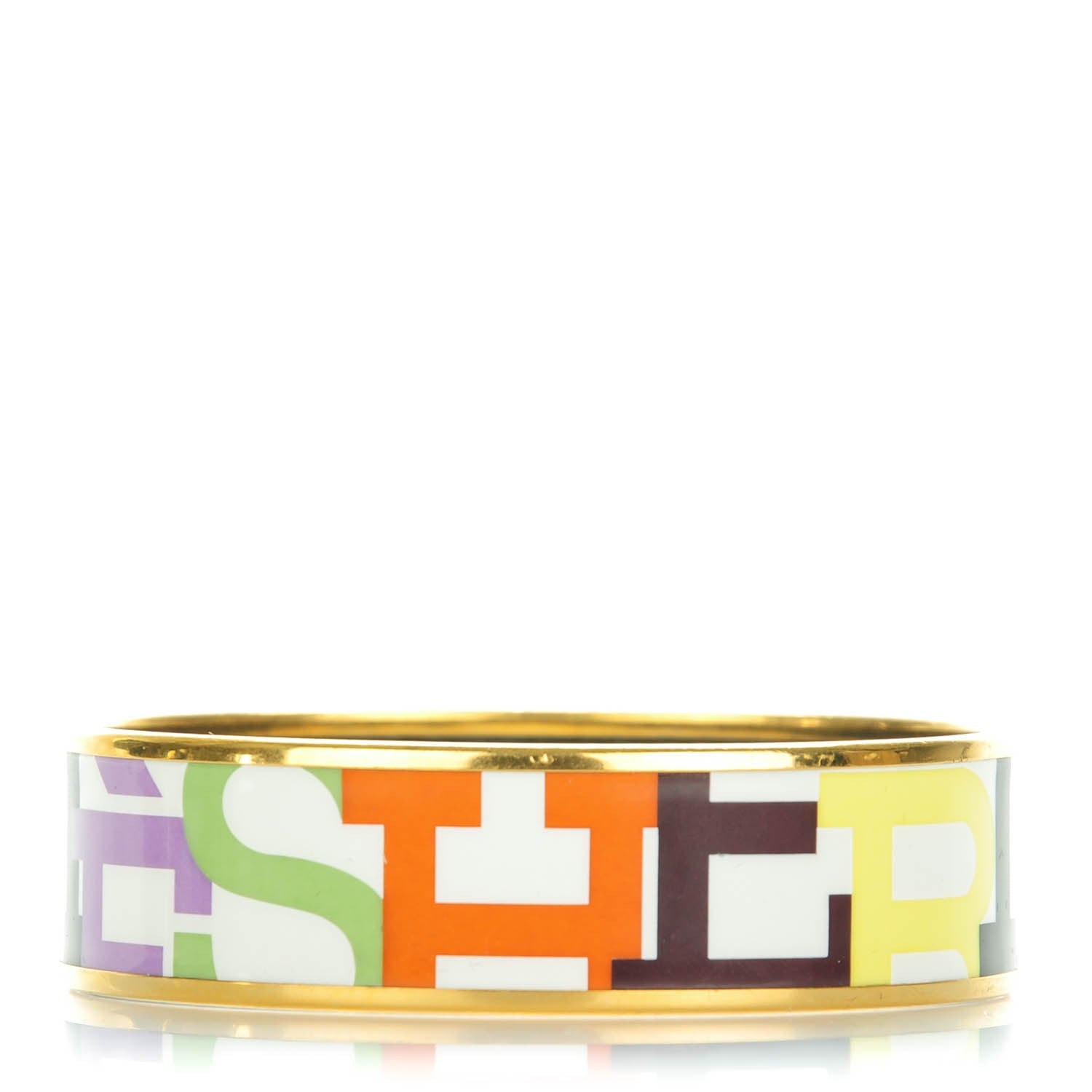Hermes Enamel Printed Wide Capitales Bracelet 70 1 of 5