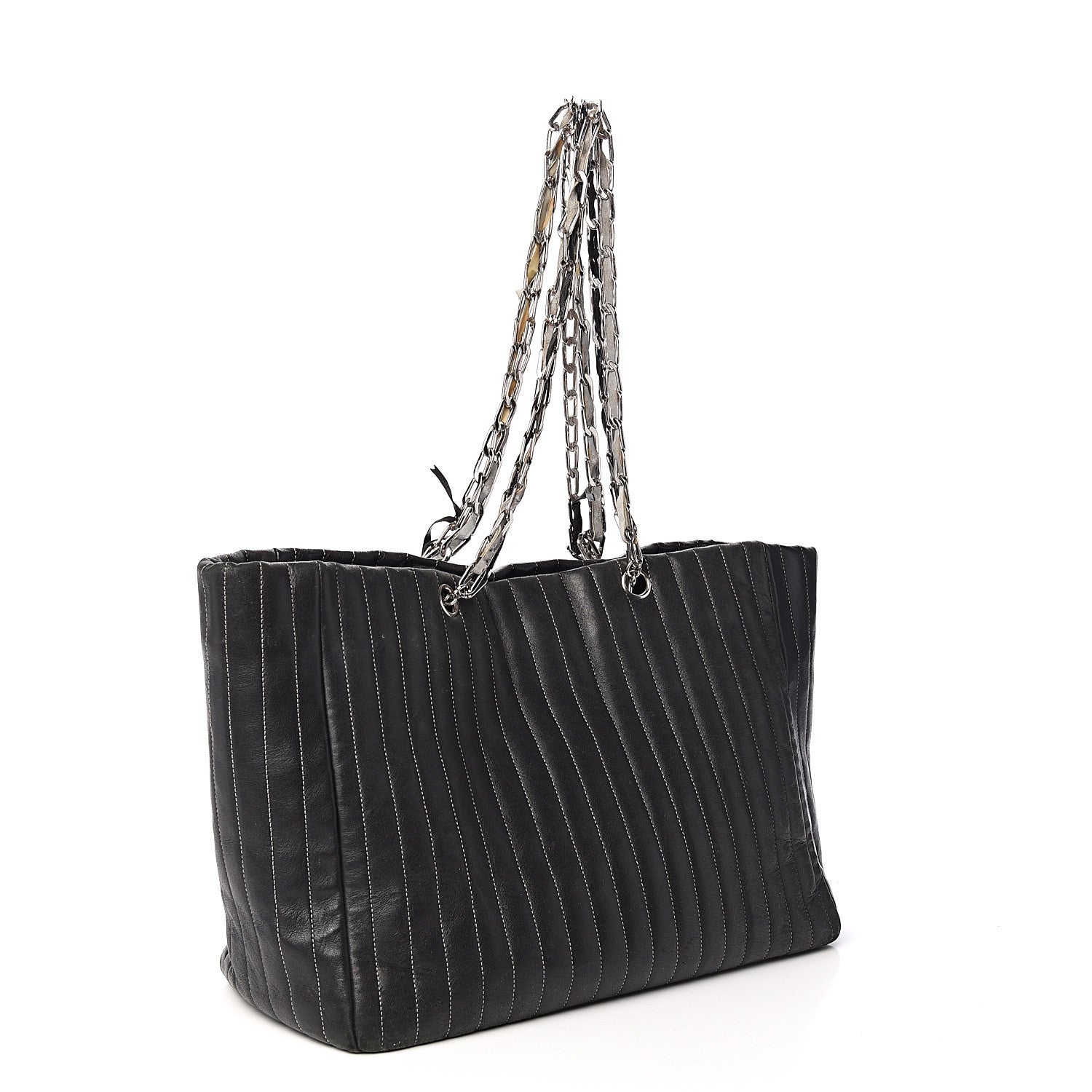 Chanel Lambskin Vertical Quilted Large Mademoiselle Tote Black 2 of 12